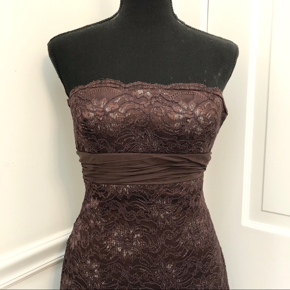 BCBGMaxAzria Brown Lace Cocktail Dress - Picture 4 of 8